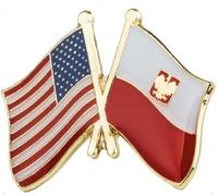 USA and Poland Crossed Flags Enamel Lapel Pin with Polish Coat of Arms - 2.4 x 1.9 cm Metal Badge - International Friendship Accessory for Jackets, Hats, Backpacks, and More