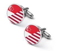 USA And Singapore Flag Cufflinks for Men Women Cuff Links Tuxedo Shirt Personalised Printed Jewelry Accessories