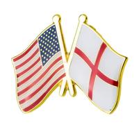 USA and St. George Cross (England) Crossed Flags Enamel Diplomat Lapel Pin - 2.4 x 1.9 cm Metal Badge - International Friendship Accessory for Jackets, Hats, Backpacks, and More