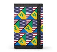 USA and The Grenadines Flag Men's Wallets Trifold Women Purse with Coin Pocket 8 Card Slots Keyring Photo Window