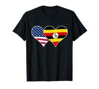 USA and Uganda Flags - American & Ugandan Vintage Hearts Value Graphic T-Shirt