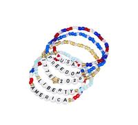 USA Anniversary Beaded Friendship Bracelets 250 Years USA Birthday Stackable Bracelet Freedom 1776-2026 July Fourth Independence Day Patriotic Bracelets, Bouncy, Resin, no gemstone