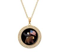 Usa Bald Ea-gles Bear Necklace for Women Adjustable Jewelry Pendant for Mom Wife Girlfriend Gifts Golden-style