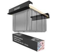 USA Based Overhead Garage Storage Rack, Connectable Heavy Duty Metal Ceiling Rails Garage Storage Organization Shelving System, Hanging Racks Tote Containers, Supports Up To 1 Bin, 1 Set Black