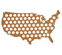 USA Beer Cap Map Cherry - Glossy Wood Bottle Cap Holder - Skyline Workshop - Made in the USA! - Great Father's Day Gift!