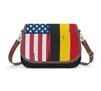 USA Belgium Flag Crossbody Bag Womens Handbag PU Message Bags Shoulder Purse with Adjustable Strap