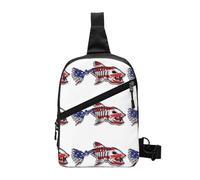 Usa Bone Fish Foldable Chest Sling Bag,Water-Resistant Lightweight Crossbody Pack For Travel Hiking Daily Use,Adjustable Strap Dual Zipper Pockets