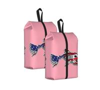 USA Bone Fish Print Waterproof Shoe Bag Travel Bag with Carry Strap Storage Bag Versatile Cosmetic Bag-2pcs