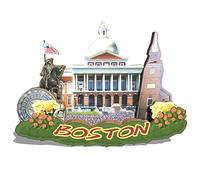USA Boston Magnet Fridge Magnet Wooden 3D Landmarks Travel Collectible Souvenirs Decoration Handmade