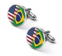 USA Brazil Flag Mens Classic Cufflinks Shirt Studs Accessories Gifts for Groom Husband Father