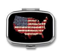 USA Bricks Map Travel Pill Organizer 2 Compartments Pill Case Pill Box Containers for Purse Pocket