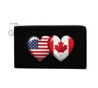 USA Canada Heart Country Flag American Canadian Coin Purse Fashion Canvas Pouch Portable Wallet Makeup Bag for Men Women