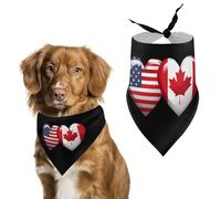 USA Canada Heart Country Flag American Canadian Dog Bandana Adjustable Pet Scarf Bib Cute Triangle Handkerchief for Dogs Cats Gifts