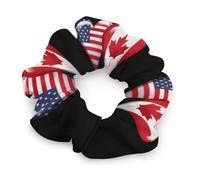USA Canada Heart Country Flag American Canadian Hair Ties Elastic Hair Bands Cute Ponytail Holders for Thick Or Thin Hair