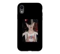 USA Cat Smoking Cigarette Funny Cranky Sfynx 4th of Jully Case for iPhone XR