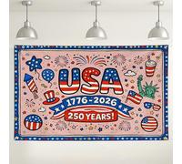 USA Celebration Wall Backdrop, Stars and Stripes Pattern, Red White Blue Party Decorations, Independence Day Indoor/Outdoor Photo Background 71x43 Inch