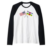 USA Central African Republic Crossed Flags America CAR Raglan Baseball Tee