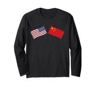 USA China Crossed Flags American Chinese Friendship Long Sleeve T-Shirt