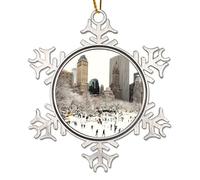 USA City New York Christmas Ornament City Souvenirs Travel Gift Christmas Keepsake Metal Snowflake Xmas Ornaments Cities in New York States Christmas Decorations Gift