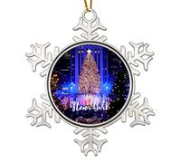 USA City New York Christmas Ornament City Souvenirs Travel Gift Metal Snowflake Christmas Tree Hanging Ornament Cities in New York States Christmas Decorations for Tree