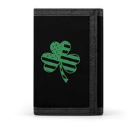 USA Clover Flag Trifold Wallet for Men Classic Lightweight Credit Card Holder Tri Fold Purse with Zippered