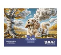 USA Cocker Spaniel 1000 Piece Jigsaw Puzzles Fun Challenging Modern Pet Dog for Family Activity Game Creativity & Gift Giving Suitable for Children & People Aged 14+ 70x50cm/1000pcs
