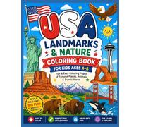 USA Coloring Book Scripture and Cities For Adults & Kids: Simple & Cute Landmarks, Animals & Nature Scenes for Kids