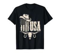 USA Cowboy Flag Western Patriotic Vintage Graphic T-Shirt