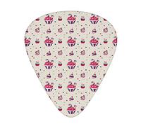 USA Cupcakes Guitar Picks 12 Pack Universal ABS Guitar Picks,Cupcakes with National Flags Cute Cafe Yummy Homeland July Fourth Cature,for Acoustic and Electric Guitar,Beige Navy Blue Red