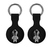 USA Diabetes Awareness Flag Keychain Holder Case Compatible with AirTag Waterproof Silicone Shell Protective Case 2PCS