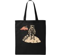 USA Dibs On The Moon Natural Ecological Cotton Tote Bag Black