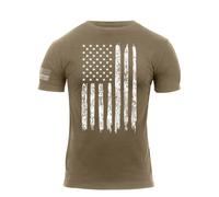 Usa Distressed Us Flag Athletic Shirt Fit T-Shirt Flag Coyote Brown