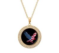 Usa Ea-gles Necklace for Women Adjustable Jewelry Pendant for Mom Wife Girlfriend Gifts Golden-style