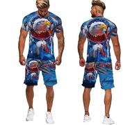 USA Eagle 3D Printed T-Shirt and Shorts Set Men's Summer Tracksuit 2 Piece Set Sportswear