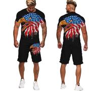USA Eagle 3D Printed T-Shirt and Shorts Set Men's Summer Tracksuit 2 Piece Set Sportswear