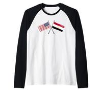 USA Egypt Crossed Flags American Egyptian Friendship Raglan Baseball Tee