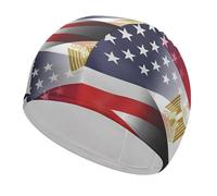 USA Egypt Flags Funny Swim Cap Breathable Swimming Hat