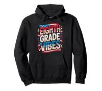 USA Eighth GRADE VIBES Teacher Happy Tiny Humans US Flag Pullover Hoodie
