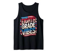 USA Eighth Grade Vibes Teacher Happy Tiny Humans US Flag Tank Top