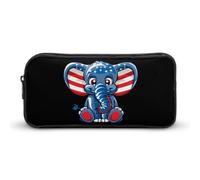 USA Elephant Flag Large Pencil Case Big Capacity Pencil Pouch Pen Bag Marker Pen Case for Women Men