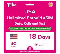 USA eSIM 18 Days. Unlimited High-Speed Data, Local Calls & Texts on T-Mobile Network (Hawaii Included). No Need to Wait for Package!. Get eSIM Same Day via Email and Start Using Immediately !