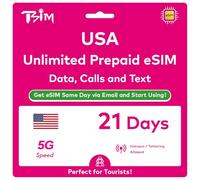 USA eSIM 21 Days. Unlimited High-Speed Data, Local Calls & Texts in USA (Hawaii Included). No Need to Wait for Package!. Get eSIM Same Day via Email and Start Using Immediately !