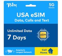USA eSIM 7 Days | Call Home for Free | USA Network with Unlimited High Speed Data | Unlimited Local Calls and SMS to UK and USA (including Hawaii). Receive eSIM Same Day by Email and Start Using