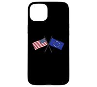 USA EU Crossed Flags American European Union Friendship Case for iPhone 15 Plus