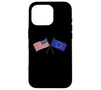 USA EU Crossed Flags American European Union Friendship Case for iPhone 16 Pro