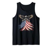 USA Fighter Jet American Flag Patriotic Eagle 4th of July Tank Top
