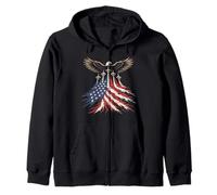 USA Fighter Jet American Flag Patriotic Eagle 4th of July Zip Hoodie