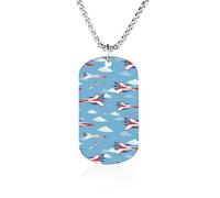 USA Fighter Planes Memorial Necklace Titanium Steel Rectangle Tag Chain Pendant Jewelry Gift