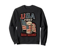 USA first, Beer Second - Cheers Brew funny Design Sweatshirt