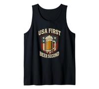USA First, Beer Second - Cheers Brew Funny Design Tank Top